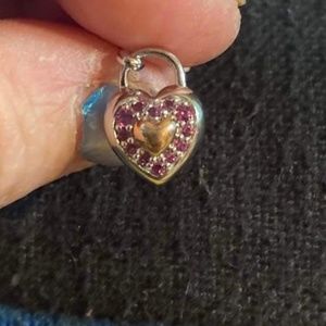 Gold & 925 SS Ruby Heart  Earrings
